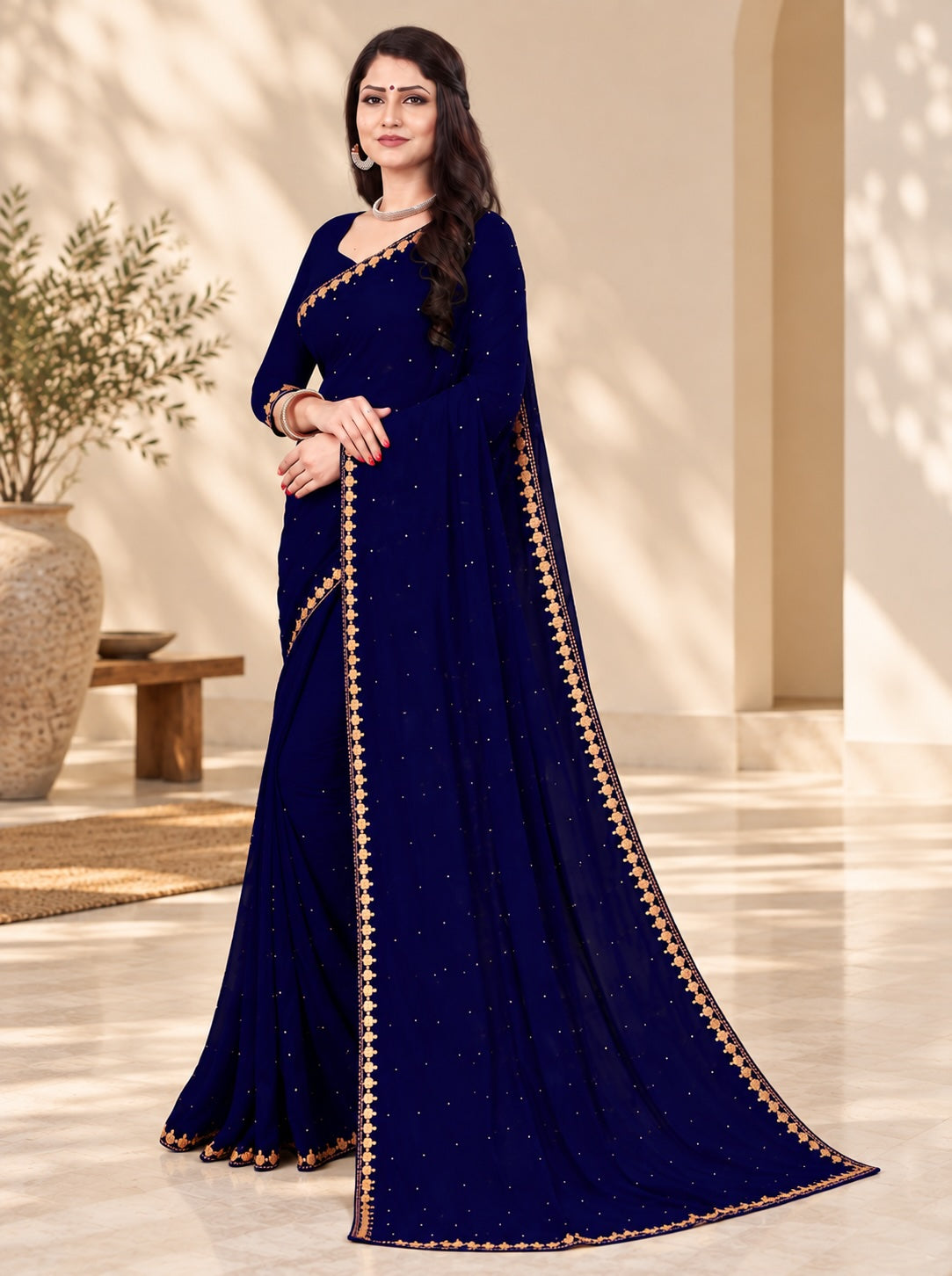 Women's Navy Blue Saree
