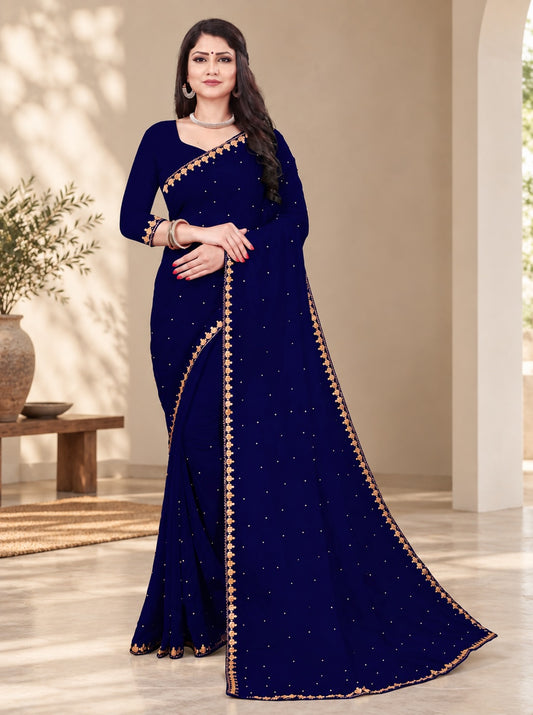 Women's Navy Blue Saree