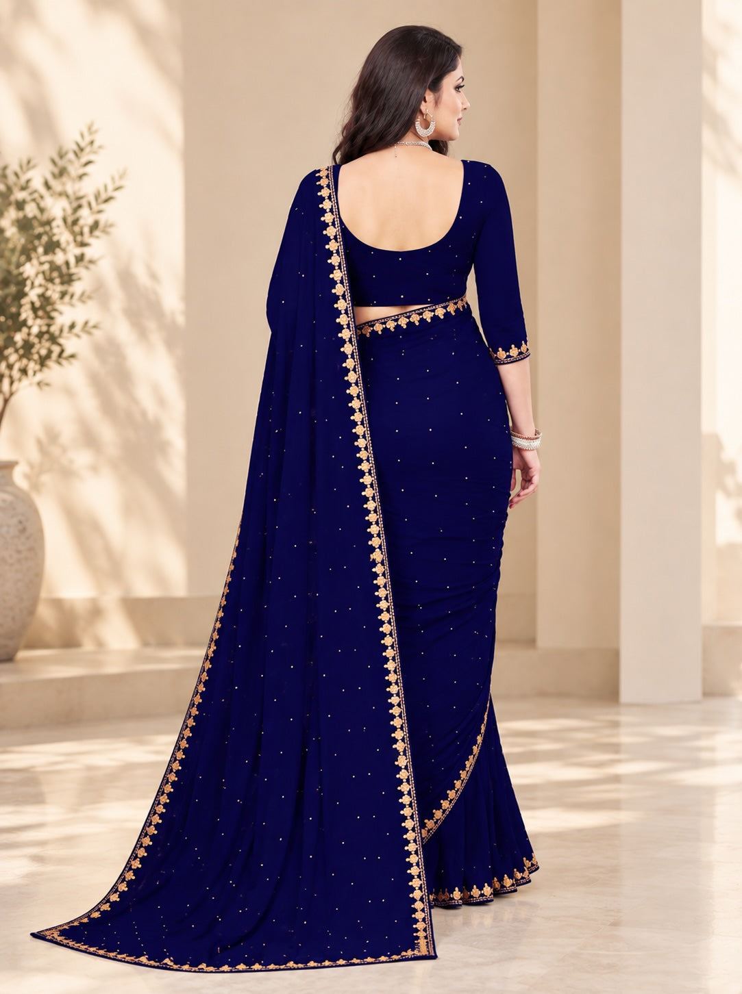 Women's Navy Blue Saree