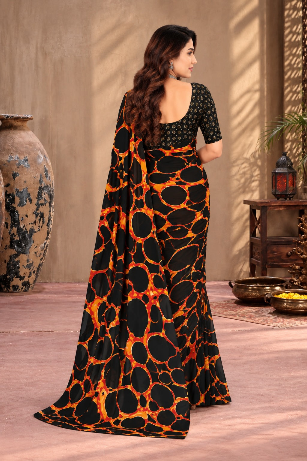 Tie-Dye Leheriya Poly Georgette Saree