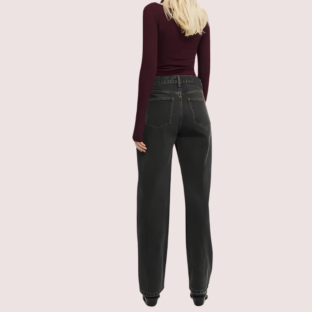 Women's Loose Straight Jeans in Smokey Black Denim
