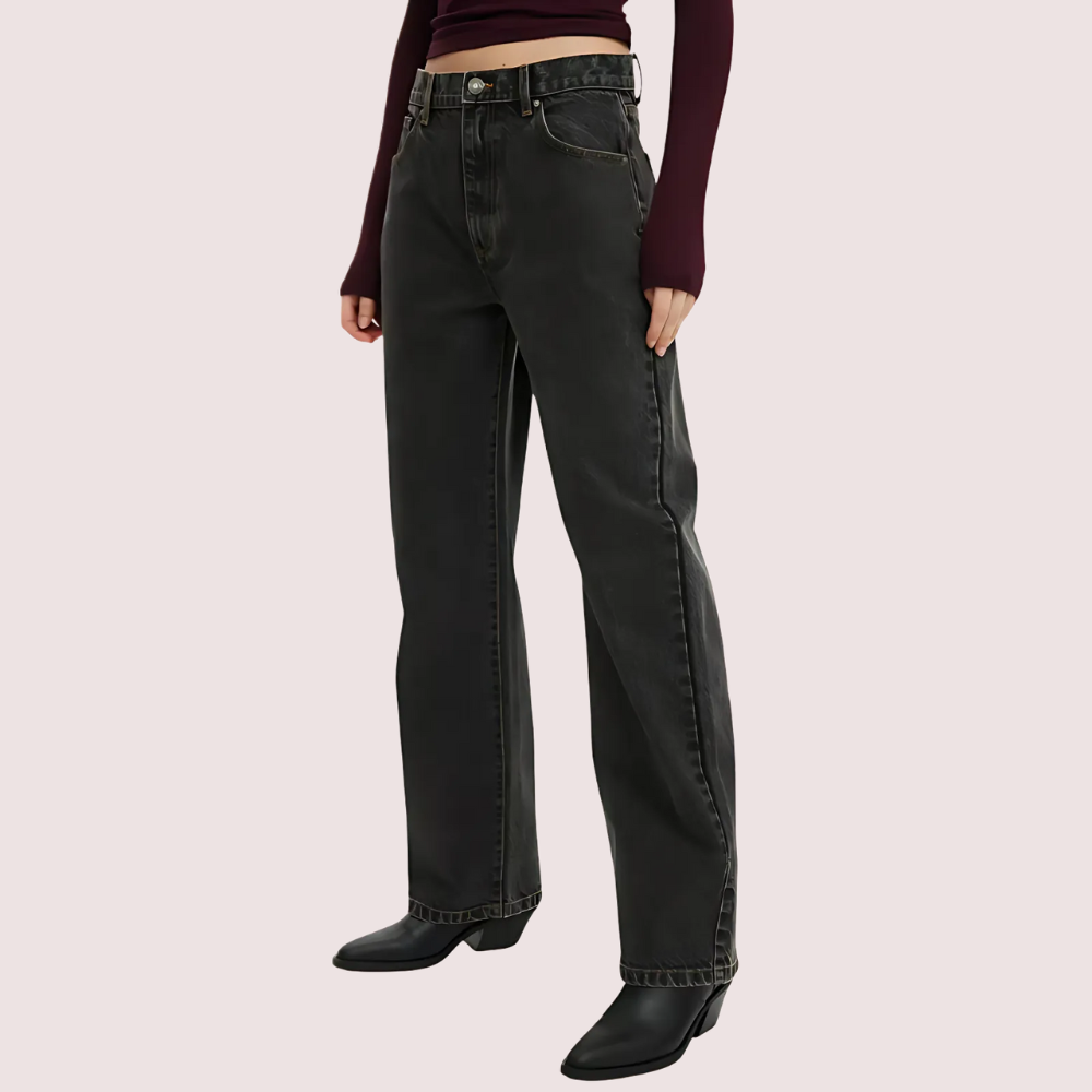 Women's Loose Straight Jeans in Smokey Black Denim